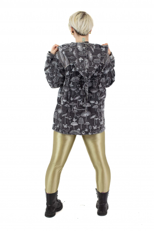 Jacheta din bumbac cu fermoar regular fit - Mushrooms - Negru [3]