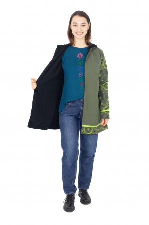 Jachetă din bumbac și polar Half Mandala - Verde [1]