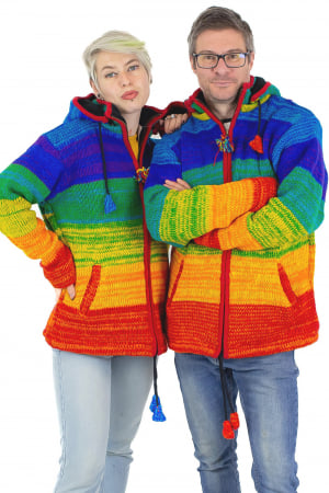 Jachete - Jacheta din lana cu buzunare si captuseala polar- RAINBOW
