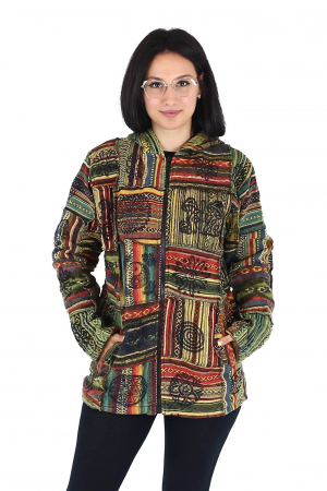 Reducere de pana la -60% - Jacheta unisex captusita cu polar - Model Patch si Motive Hinduse