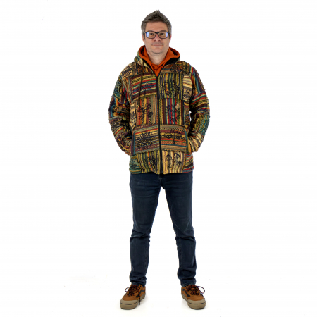 ÎMBRĂCĂMINTE - Jachetă unisex căptușită cu polar - Model Patch și Motive Hinduse 2