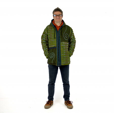 Jachetă unisex din bumbac căptușită din polar razor-cut și broderie - Verde [0]