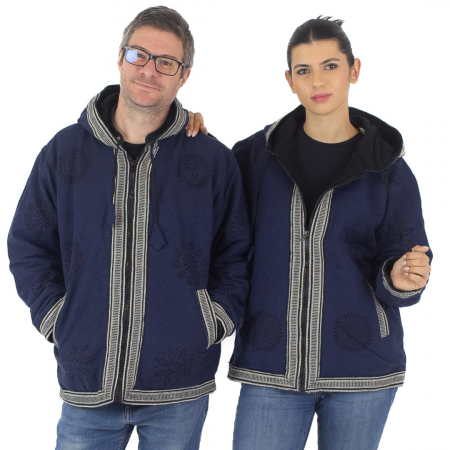 Îmbrăcăminte - Jacheta unisex din bumbac si polar si polar cu print Mustar