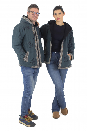 Jacheta unisex din bumbac si polar si polar cu print Mustar [4]