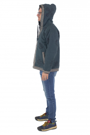 Jacheta unisex din bumbac si polar si polar cu print Mustar [7]