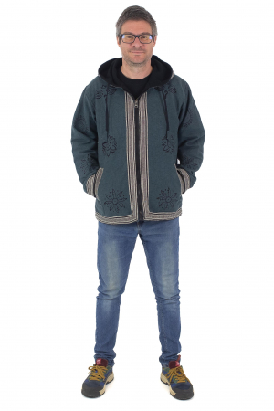 Jacheta unisex din bumbac si polar si polar cu print Mustar [5]