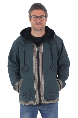 Jacheta unisex din bumbac si polar si polar cu print Mustar [1]