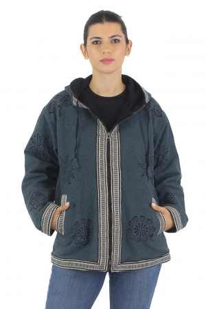 Jacheta unisex din bumbac si polar si polar cu print Mustar [3]