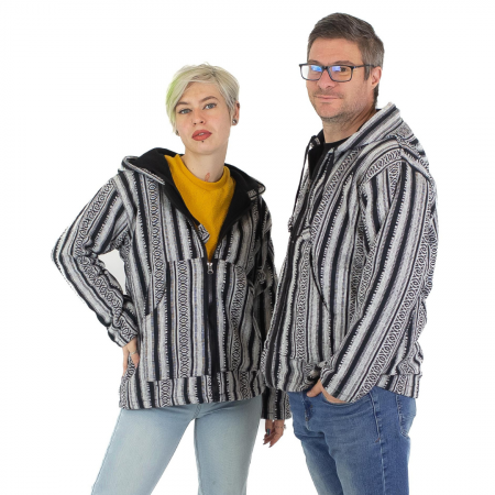 Îmbrăcăminte - Jacheta unisex gheri din bumbac si polar - Negru