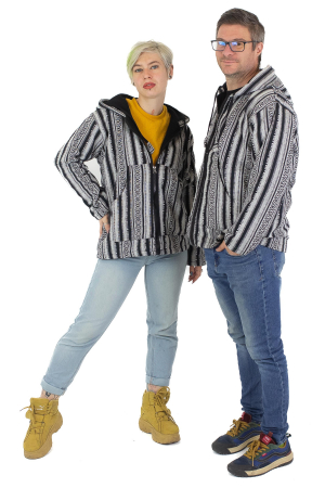 Jacheta unisex gheri din bumbac si polar - Negru [5]