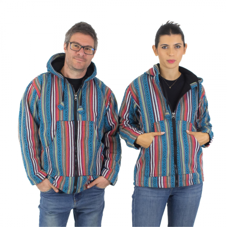 Îmbrăcăminte - Jacheta unisex gheri din bumbac si polar - Turquoise