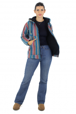 Jacheta unisex gheri din bumbac si polar - Turquoise [2]
