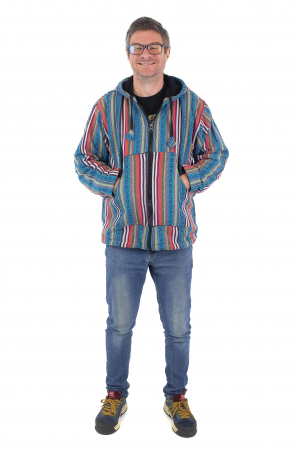 Jacheta unisex gheri din bumbac si polar - Turquoise [8]