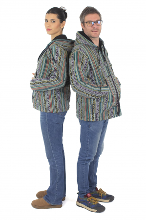 Jacheta unisex gheri din bumbac si polar - Verde [7]