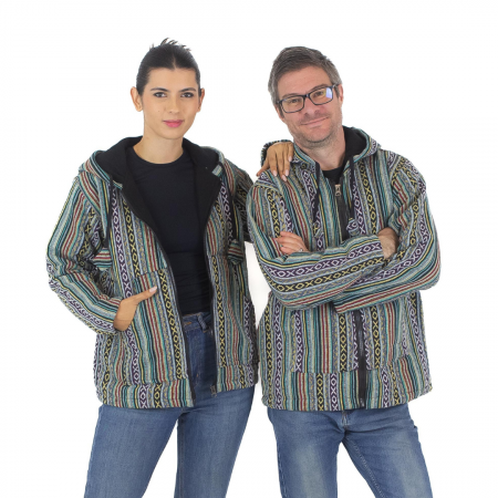 Jachete - Jacheta unisex gheri din bumbac si polar - Verde