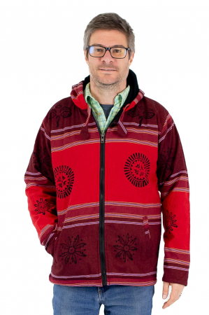 ÎMBRĂCĂMINTE - Jacheta unisex shyama din bumbac si polar - Rosu