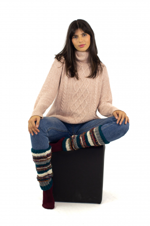 Jambiere din lana captusite cu polar - Verde [1]