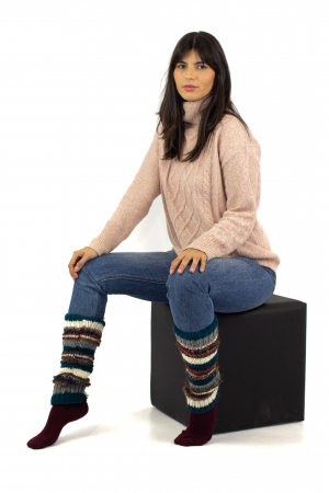 Jambiere din lana captusite cu polar - Verde [2]