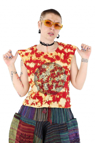 Topuri - Maiou cu print aum  - Tie Dye