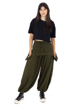 Îmbrăcăminte - Pantaloni baggy cu buzunare supradimensionate - Verde