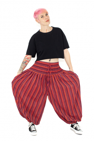 Pantaloni bufanți în dungi cu bandă lată [1]