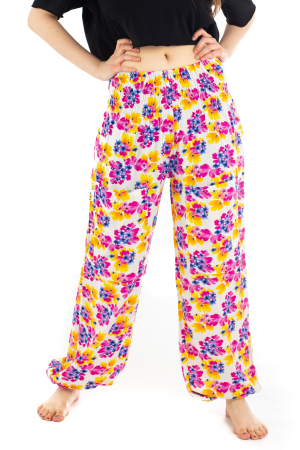 Pantaloni cu banda elastica - Painted Flowers