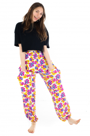 Pantaloni cu banda elastica - Painted Flowers [4]
