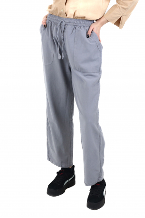 Pantaloni - Pantaloni cu croi drept si buzunare - Gri