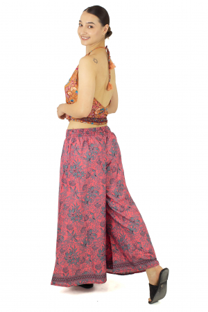 Pantaloni cu croi lejer din material fluid si fir auriu - Model 12 [5]