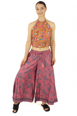 Pantaloni cu croi lejer din material fluid si fir auriu - Model 12 [1]