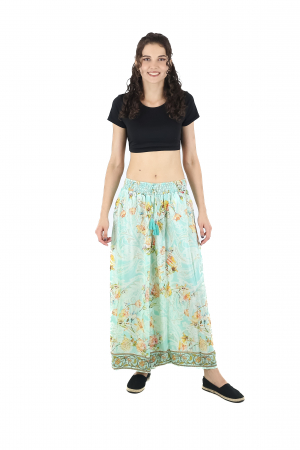 Pantaloni cu croi lejer din material fluid si fir auriu - Model 15 [1]