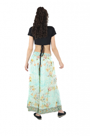 Pantaloni cu croi lejer din material fluid si fir auriu - Model 15 [4]