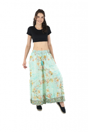 Pantaloni cu croi lejer din material fluid si fir auriu - Model 15 [2]