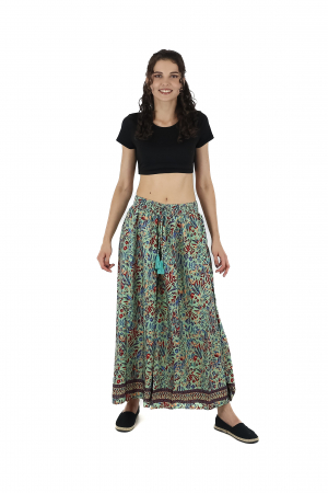 Pantaloni cu croi lejer din material fluid si fir auriu - Model 22 [1]