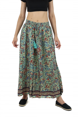 Pantaloni cu croi lejer din material fluid si fir auriu - Model 22 [0]