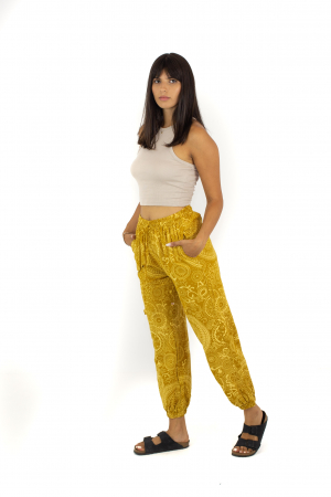 Pantaloni cu print Mandala all over- Petrol [2]