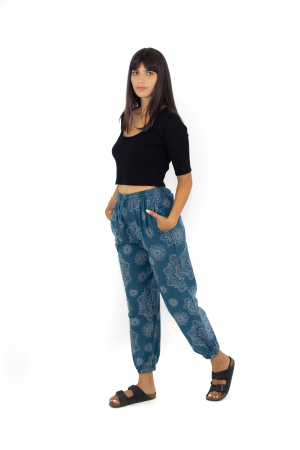 Pantaloni cu print Mandala - Petrol [2]