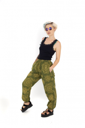 Pantaloni cu print Mandala - Petrol [4]