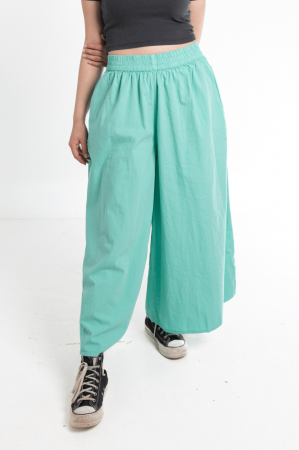 Pantaloni - Pantaloni Culottes din Bumbac cu Bandă Elastica in Talie si Buzunare Laterale