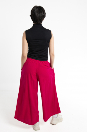Pantaloni Culottes din Bumbac cu Bandă Elastica in Talie si Buzunare Laterale [31]