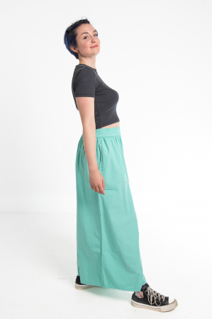 Pantaloni Culottes din Bumbac cu Bandă Elastica in Talie si Buzunare Laterale [4]