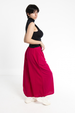 Pantaloni Culottes din Bumbac cu Bandă Elastica in Talie si Buzunare Laterale [30]