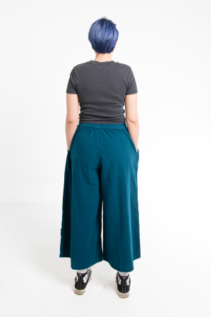 Pantaloni Culottes din Bumbac cu Bandă Elastica in Talie si Buzunare Laterale [6]