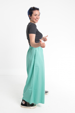 Pantaloni Culottes din Bumbac cu Bandă Elastica in Talie si Buzunare Laterale [3]