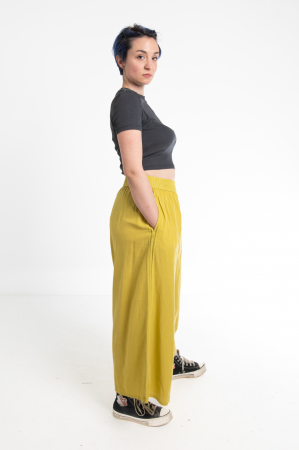 Pantaloni Culottes din Bumbac cu Bandă Elastica in Talie si Buzunare Laterale [57]