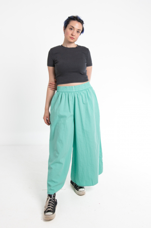 Pantaloni Culottes din Bumbac cu Bandă Elastica in Talie si Buzunare Laterale [2]