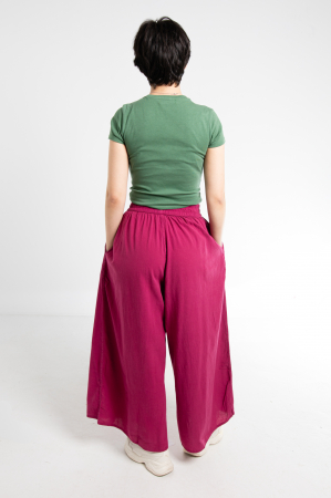 Pantaloni Culottes din Bumbac cu Bandă Elastica in Talie si Buzunare Laterale [3]