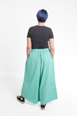 Pantaloni Culottes din Bumbac cu Bandă Elastica in Talie si Buzunare Laterale [5]