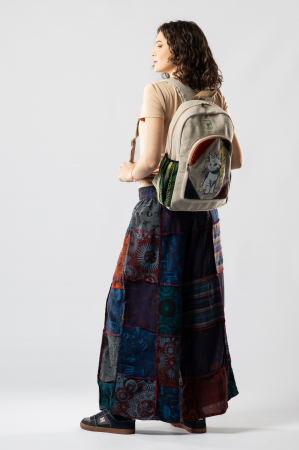 Pantaloni Culottes Patch din Bumbac cu Print - Nuanțe de Albastru [4]