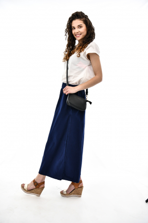 Pantaloni Culottes din Bumbac cu Bandă Elastica in Talie si Buzunare Laterale [3]